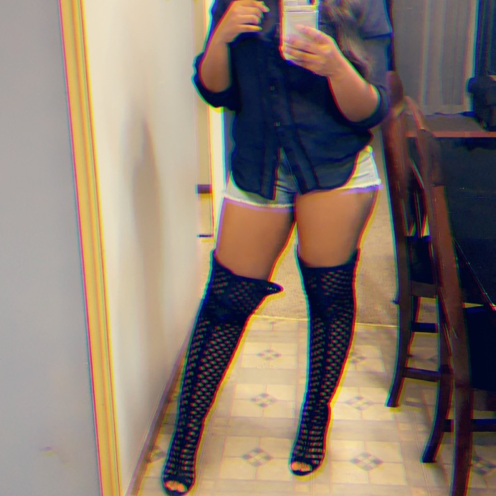 Navy Blue Thigh High Boots -TRADED